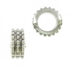 Metalen kraal 11x5.5mm gat ca 6.5mm Antiek zilver Metalen kraal 11x5.5mm gat ca 6.5mm Antiek zilver